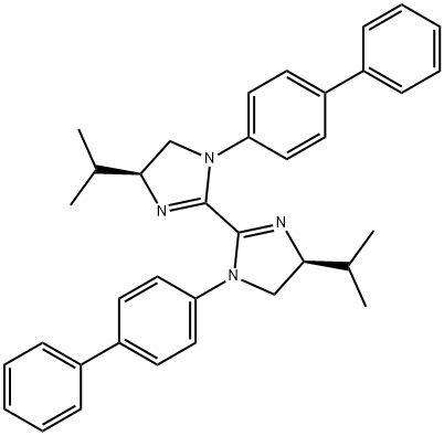 (4S,4'S)-1,1'-二([1,1'-联苯]-4-基)-4,4'-二异丙基-4,4',5,5'-四氢-1H,1'H-2,2'-联咪唑 结构式