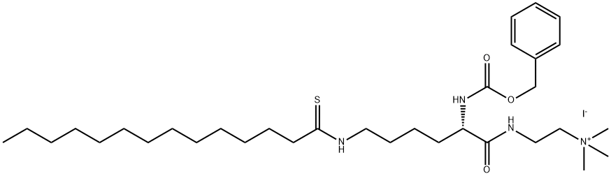 Ethanaminium, N,N,N-trimethyl-2-[[(2S)-1-oxo-2-[[(phenylmethoxy)carbonyl]amino]-6-[(1-thioxotetradecyl)amino]hexyl]amino]-, iodide (1:1) 结构式