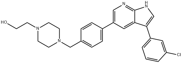 1-Piperazineethanol, 4-[[4-[3-(3-chlorophenyl)-1H-pyrrolo[2,3-b]pyridin-5-yl]phenyl]methyl]- 结构式