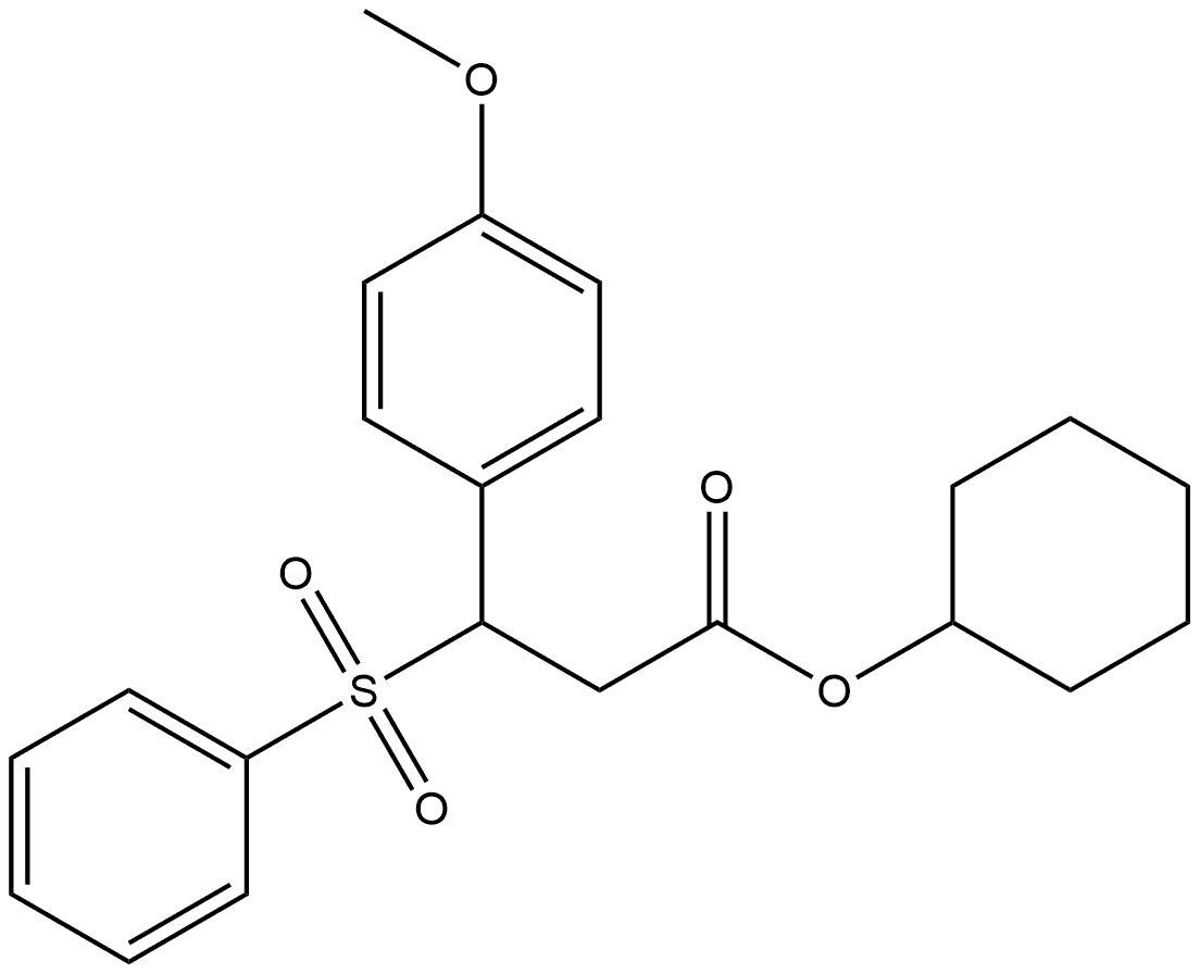 Benzenepropanoic acid, 4-methoxy-β-(phenylsulfonyl)-, cyclohexyl ester 结构式