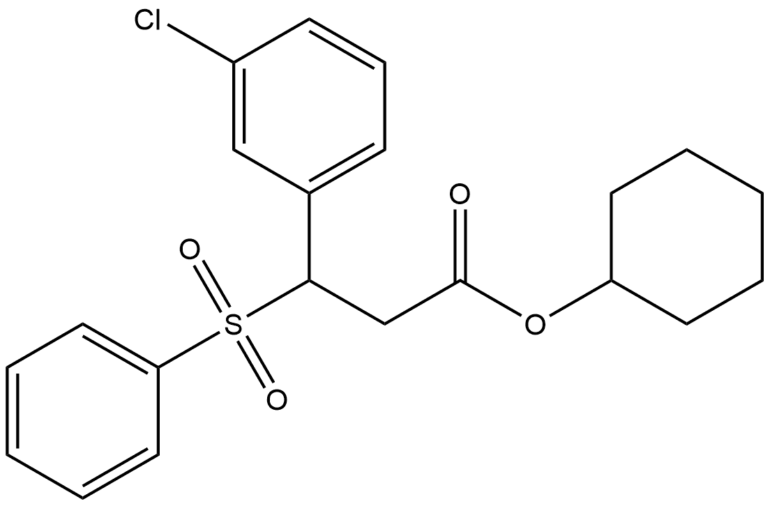 Benzenepropanoic acid, 3-chloro-β-(phenylsulfonyl)-, cyclohexyl ester 结构式