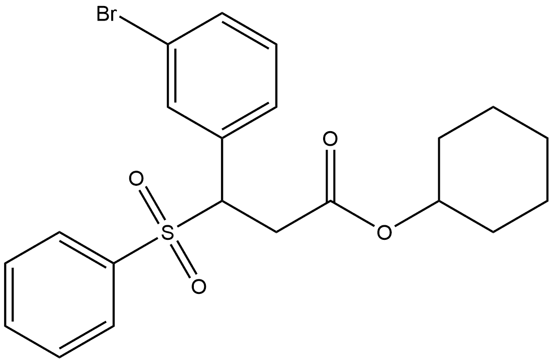 Benzenepropanoic acid, 3-bromo-β-(phenylsulfonyl)-, cyclohexyl ester 结构式