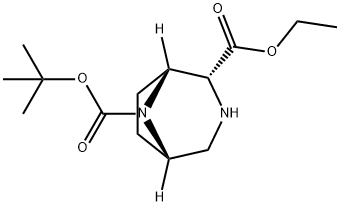 8-(叔丁基)2-乙基(1R,2R,5S)-3,8-二氮杂双环[3.2.1]辛烷-2,8-二羧酸酯 结构式