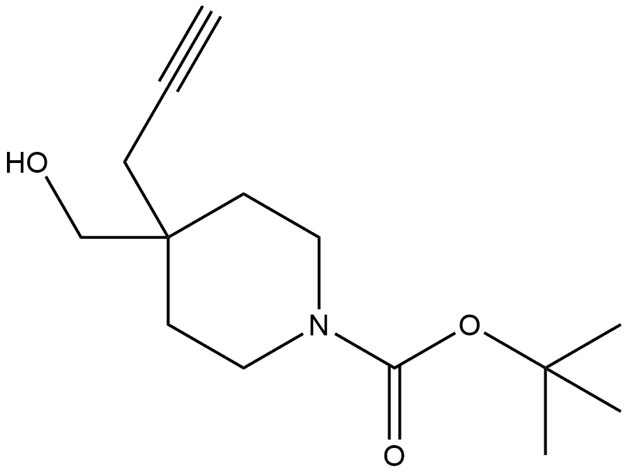 4-(羟甲基)-4-(丙-2-炔-1-基)哌啶-1-甲酸叔丁酯 结构式