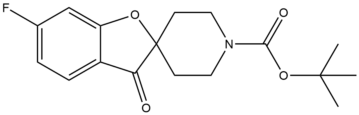 Spiro[benzofuran-2(3H),4'-piperidine]-1'-carboxylic acid, 6-fluoro-3-oxo-, 1,1-dimethylethyl ester 结构式