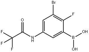 3-Bromo-2-fluoro-5-(trifluoroacetamido)phenylboronic acid 结构式
