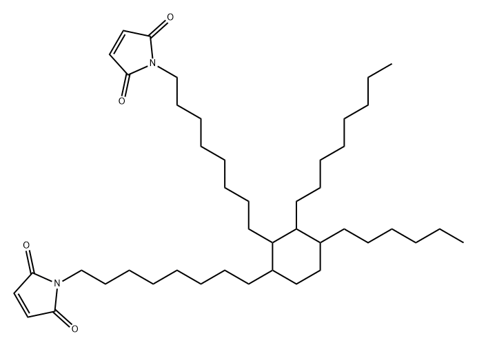 1H-Pyrrole-2,5-dione, 1,1'-[(4-hexyl-3-octyl-1,2-cyclohexanediyl)di-8,1-octanediyl]bis- (9CI) 结构式