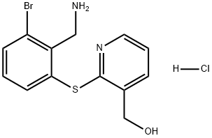 3-Pyridinemethanol, 2-[[2-(aminomethyl)-3-bromophenyl]thio]-, hydrochloride (1:1) 结构式