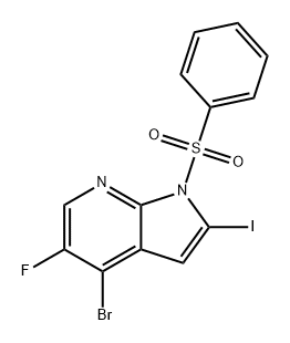 4-溴-5-氟-2-碘-1-(苯磺酰基)-1H-吡咯并[2,3-B]吡啶 结构式