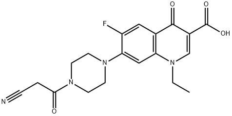 7-[4-(2-氰基乙酰基)-1-哌嗪基]-1-乙基-6-氟-1,4-二氢-4-氧代-3-喹啉羧酸 结构式