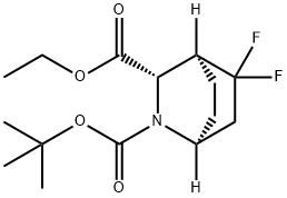 2-Azabicyclo[2.2.2]octane-2,3-dicarboxylic acid, 5,5-difluoro-, 2-(1,1-dimethylethyl) 3-ethyl ester, (1S,3S,4S)- 结构式