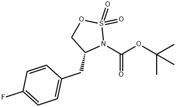 1,2,3-Oxathiazolidine-3-carboxylic acid, 4-[(4-fluorophenyl)methyl]-, 1,1-dimethylethyl ester, 2,2-dioxide, (4R)- 结构式