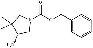 1-Pyrrolidinecarboxylic acid, 4-amino-3,3-dimethyl-, phenylmethyl ester, (4R)- 结构式