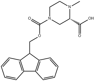 (S)-4-甲基-哌嗪-1,3-二羧酸1-(9H-芴-9-基甲基)酯 结构式