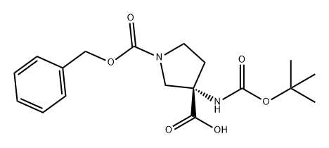 1,3-Pyrrolidinedicarboxylic acid, 3-[[(1,1-dimethylethoxy)carbonyl]amino]-, 1-(phenylmethyl) ester, (3S)- 结构式