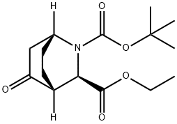 2-(1,1-Dimethylethyl) 3-ethyl (1R,3R,4R)-5-oxo-2-azabicyclo[2.2.2]octane-2,3-dicarboxylate 结构式