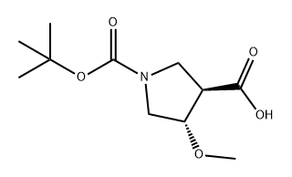 (3R,4S)-1-(叔丁氧羰基)-4-甲氧基吡咯烷-3-羧酸 结构式