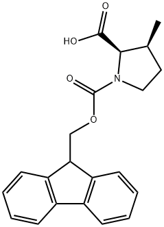 (2R,3S)-3-甲基-吡咯烷-1,2-二羧酸1-(9H-芴-9-基甲基)酯 结构式