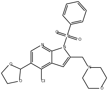 1H-Pyrrolo[2,3-b]pyridine, 4-chloro-5-(1,3-dioxolan-2-yl)-2-(4-morpholinylmethyl)-1-(phenylsulfonyl)-