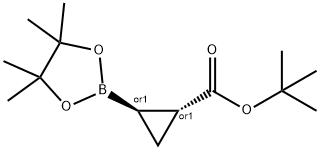 叔丁基(1R,2R)-2-(4,4,5,5-四甲基-1,3,2-二氧杂硼聚糖-2-基)环丙烷-1-羧酸盐 结构式