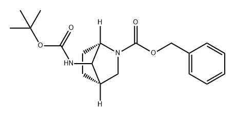 (1S,4S)-7-((叔丁氧基羰基)氨基)-2-氮杂二环[2.2.1]庚烷-2-羧酸苄酯 结构式