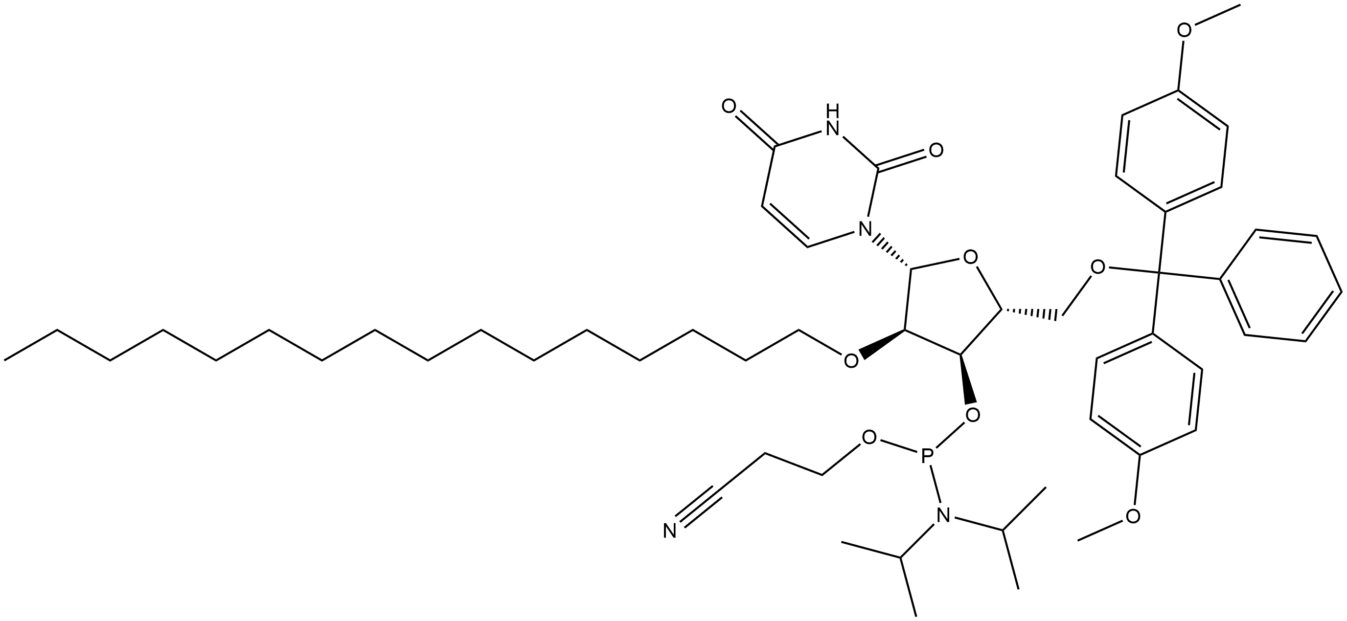 DMTR-2'-O-C16-RU-3'-CE-PHOSPHORAMIDITE 结构式