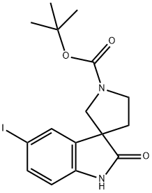 Tert-Butyl 5-iodo-2-oxospiro[indoline-3,3'-pyrrolidine]-1'-carboxylate 结构式