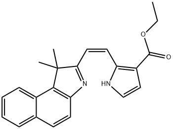 1H-Pyrrole-3-carboxylic acid, 2-[(1Z)-2-(1,1-dimethyl-1H-benz[e]indol-2-yl)ethenyl]-, ethyl ester 结构式