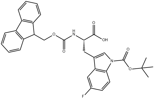 L-Tryptophan, 1-[(1,1-dimethylethoxy)carbonyl]-N-[(9H-fluoren-9-ylmethoxy)carbonyl]-5-fluoro- 结构式