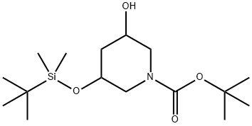 3-((叔丁基二甲基甲硅烷基)氧基)-5-羟基哌啶-1-甲酸叔丁酯 结构式