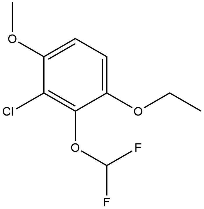 2-Chloro-3-(difluoromethoxy)-4-ethoxy-1-methoxybenzene 结构式