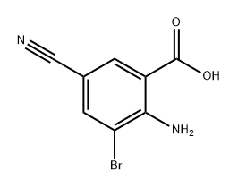 2-氨基-3-溴-5-氰基苯甲酸 结构式