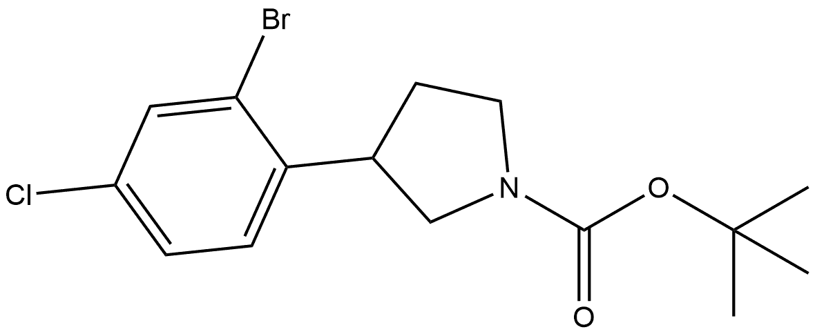 1-BOC-3-(2-溴-4-氯苯基)吡咯烷 结构式