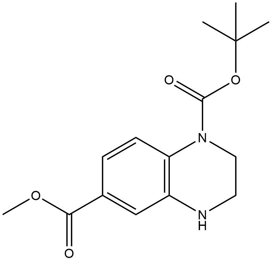 3,4-Dihydro-2H-quinoxaline-1,6-dicarboxylic acid 1-tert-butyl ester 6-methyl ester 结构式