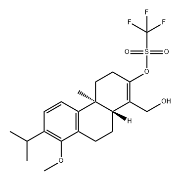 Methanesulfonic acid, 1,1,1-trifluoro-, (4aS,10aR)-3,4,4a,9,10,10a-hexahydro-1-(hydroxymethyl)-8-methoxy-4a-methyl-7-(1-methylethyl)-2-phenanthrenyl ester 结构式
