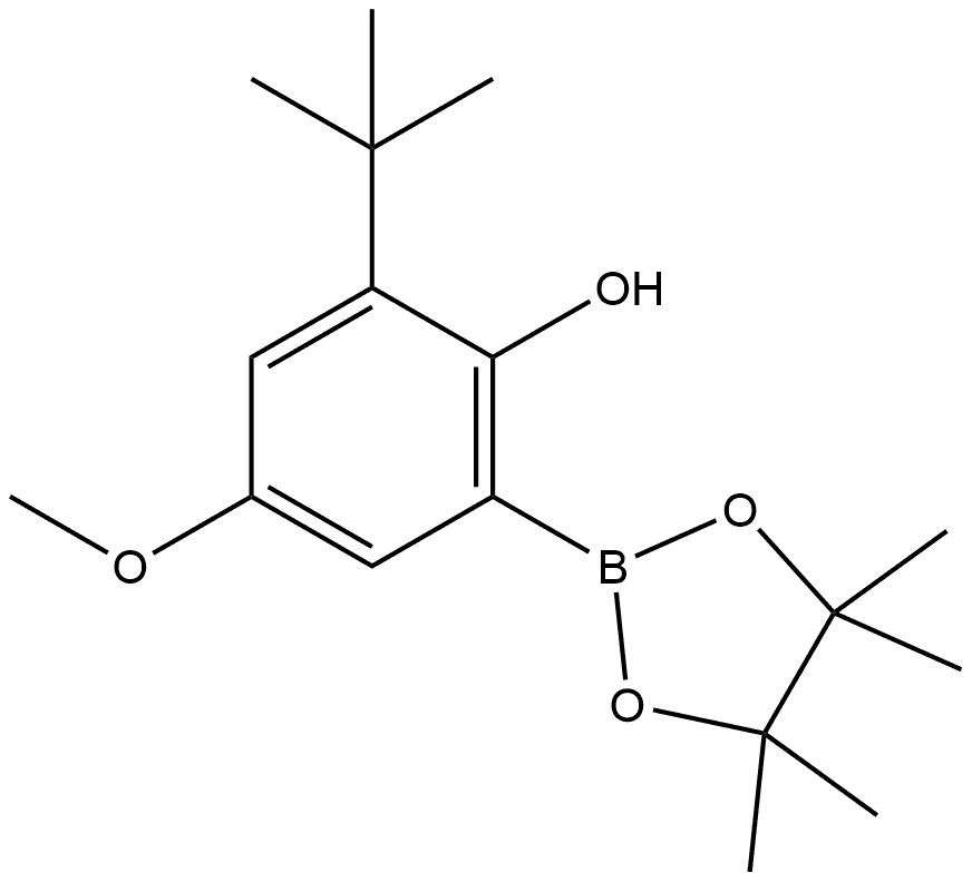 2-(叔丁基)-4-甲氧基-6-(4,4,5,5-四甲基-1,3,2-二氧硼杂环戊烷-2-基)苯酚 结构式