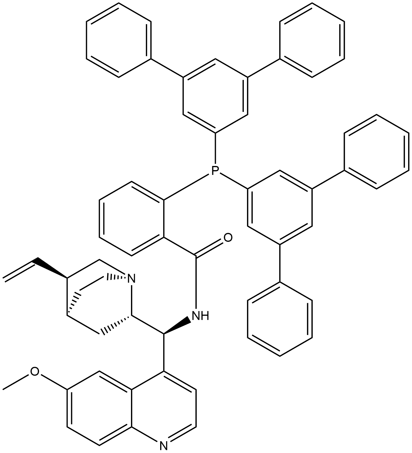 2-(双[1,1′:3′,1 ′-三联苯基]-5′-基膦基)-N-[(8Α,9S)-6′-甲氧基辛可南-9-基]苯甲酰胺 结构式