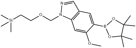 6-甲氧基-5-(4,4,5,5-四甲基-1,3,2-二氧硼杂环戊烷-2-基)-1-((2-(三甲基硅烷基)乙氧基)甲基)-1H-吲唑 结构式