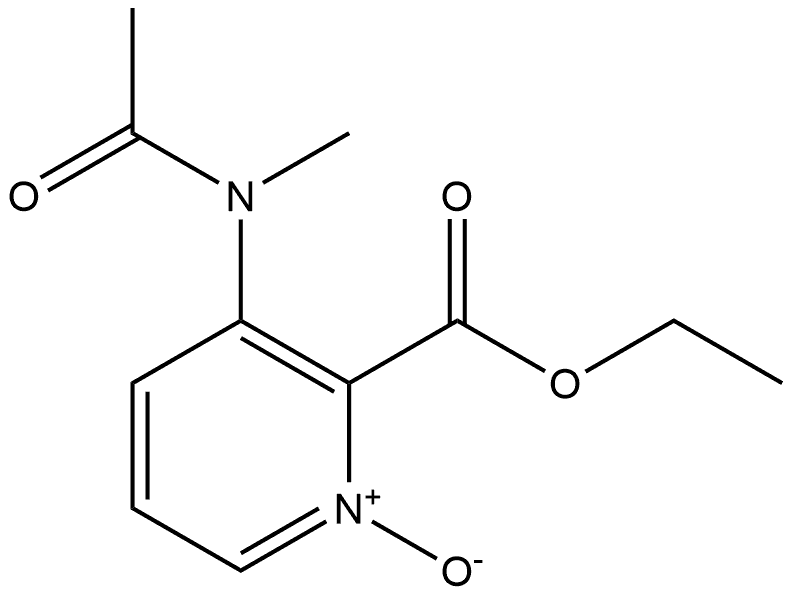 2-(乙氧基羰基)-3-(N-甲基乙酰氨基)吡啶-1-氧化物 结构式