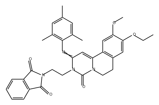 1H-Isoindole-1,3(2H)-dione, 2-[2-[9-ethoxy-6,7-dihydro-10-methoxy-4-oxo-2-[(2,4,6-trimethylphenyl)imino]-2H-pyrimido[6,1-a]isoquinolin-3(4H)-yl]ethyl]- 结构式