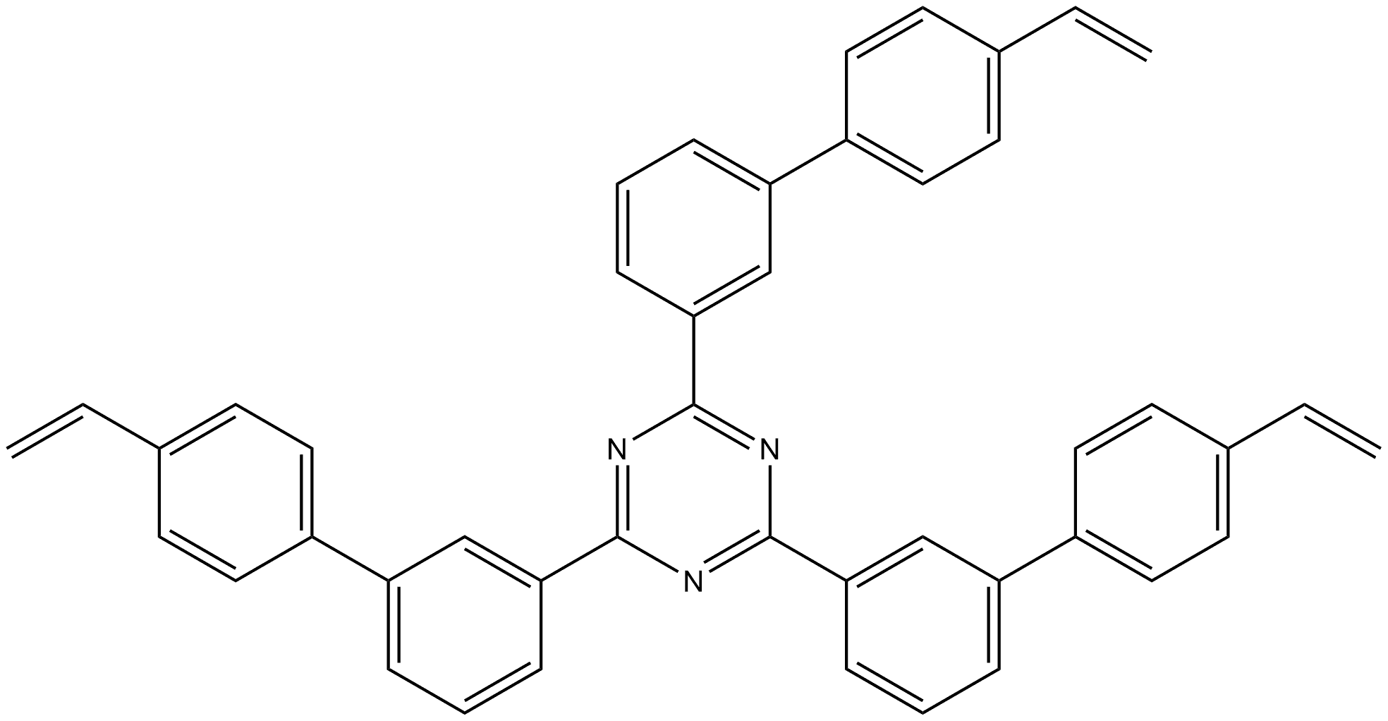 2,4,6-tris(4'-vinyl-[1,1'-biphenyl]-3-yl)-1,3,5-triazine 结构式