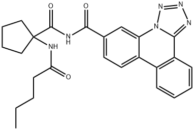 Tetrazolo[1,5-f]phenanthridine-6-carboxamide, N-[[1-[(1-oxopentyl)amino]cyclopentyl]carbonyl]- 结构式