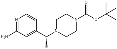 tert-butyl (R)-4-(1-(2-aminopyridin-4-yl)ethyl)piperazine-1-carboxylate 结构式