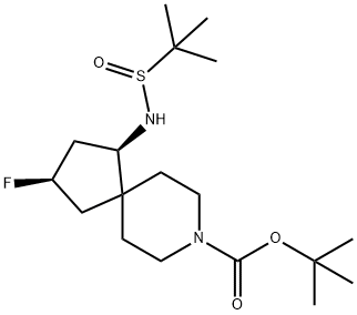 (1R,3R)-1-((叔丁基亚磺酰基)氨基)-3-氟-8-氮杂螺[4.5]癸-8-羧酸叔丁酯 结构式