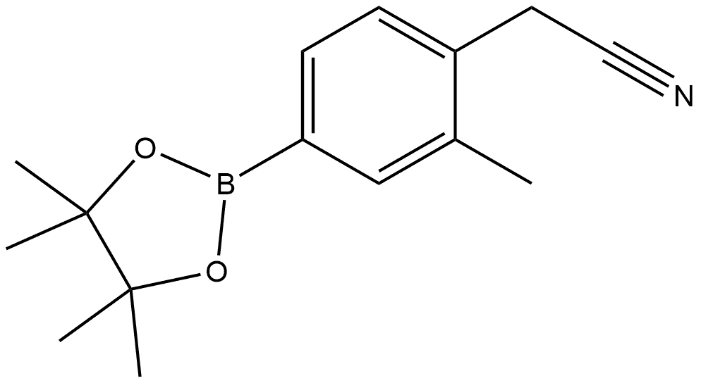 2-(2-甲基-4-(4,4,5,5-四甲基-1,3,2-二氧硼杂环戊烷-2-基)苯基)乙腈 结构式