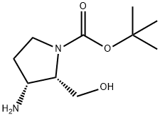 (2S,3R)-3-氨基-2-(羟甲基)吡咯烷-1-羧酸叔丁酯 结构式