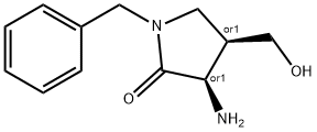 REL-(3R,4R)-3-氨基-1-苄基-4-(羟甲基)吡咯烷-2-酮 结构式