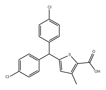 5-(双(4-氯苯基)甲基)-3-甲基噻吩-2-羧酸 结构式