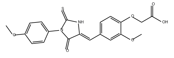 (Z)-2-(2-甲氧基-4-((1-(4-甲氧基苯基)-5-氧代-2-硫代咪唑烷-4-亚基)甲基)苯氧基)乙酸 结构式