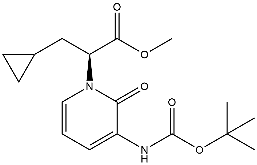 1(2H)-Pyridineacetic acid, α-(cyclopropylmethyl)-3-[[(1,1-dimethylethoxy)carbonyl]amino]-2-oxo-, methyl ester, (αS)- 结构式